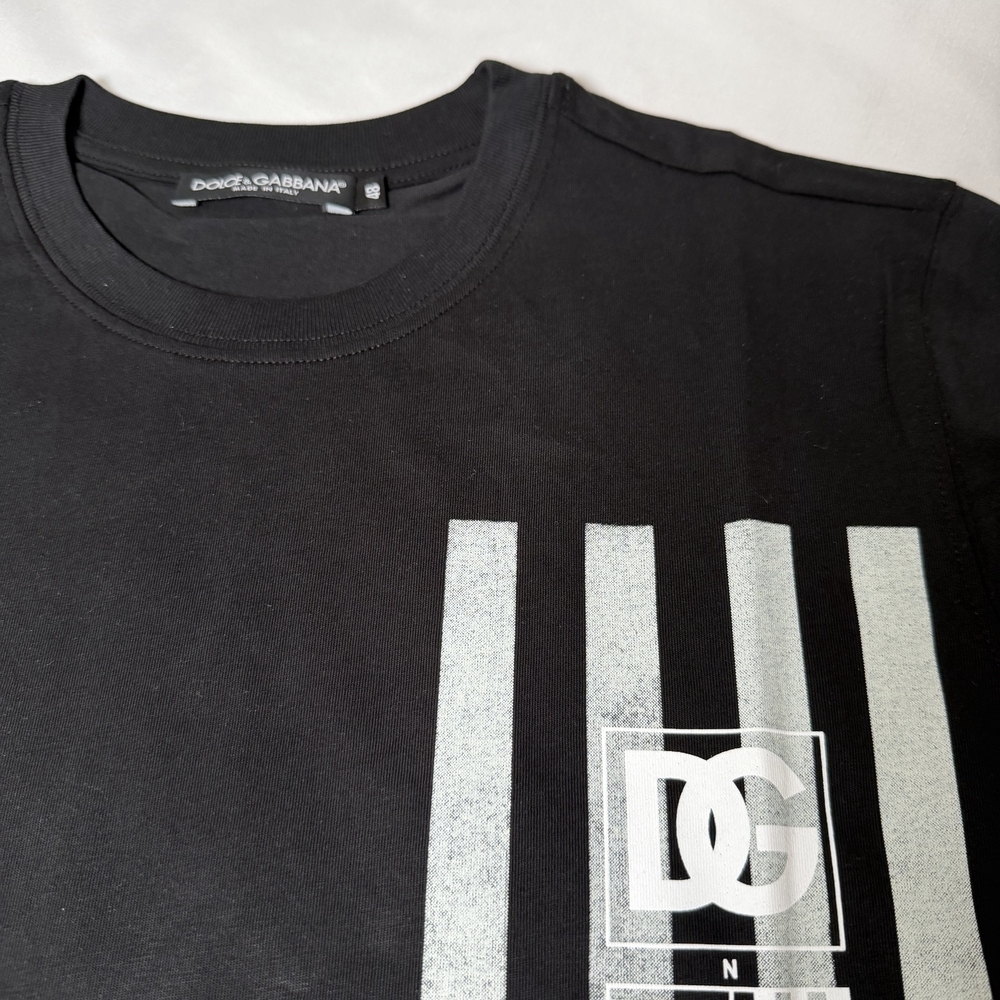 Dolce & Gabbana Black Tee with White Stripes - Picture 2 of 4